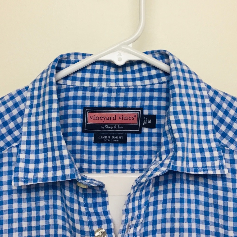 Vineyard Vines 100% linen mens long sleeve button up shirt M - Picture 2 of 8